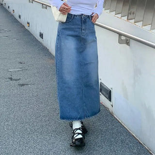 Denim long skirt