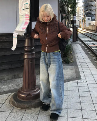 Corduroy Fur Hooded Zip