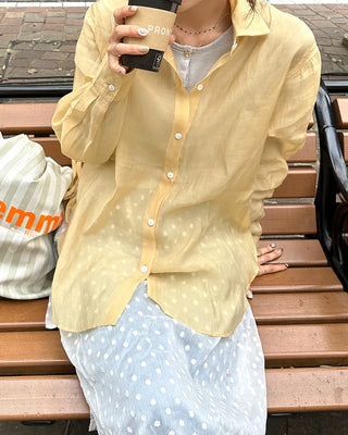 See-through side ribbon shirt