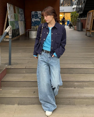 Wide denim pants