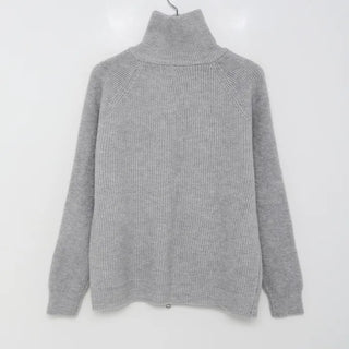 Ribbed zip-up cardigan