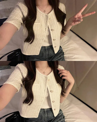 Tweed short-sleeved jacket
