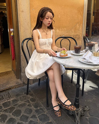 Pintuck lace mini dress