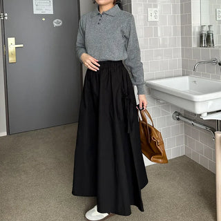 Side pocket gathered flared skirt