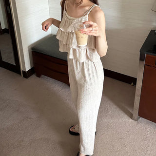 Wrinkle top and pants set