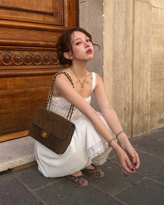 Pintuck lace mini dress