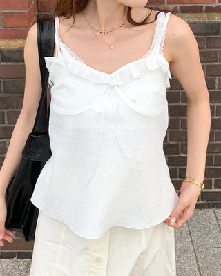 Frilled tie sleeveless dress