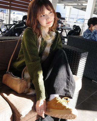 Wide corduroy long pants