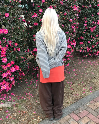Lambswool striped knit cardigan