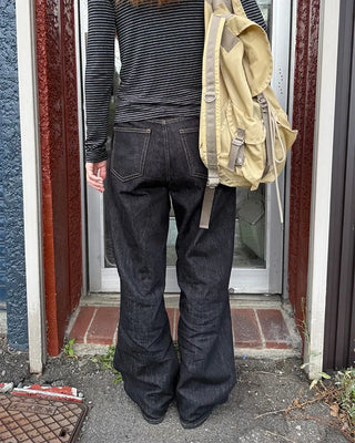 Non-faded wide denim pants