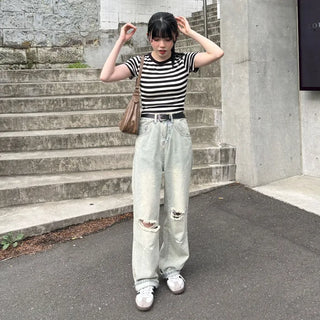 Striped cropped T-shirt