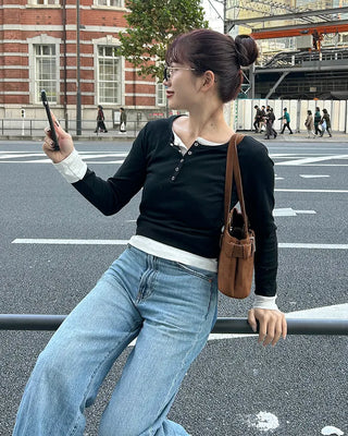 Layered long-sleeve T-shirt