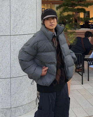 Eco-leather oversized padded jacket