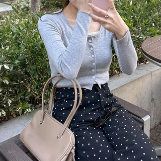 Cropped basic cardigan