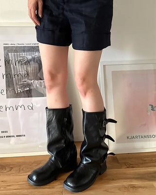 Buckle mid-calf boots