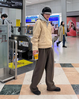 Wide back elastic waist slacks