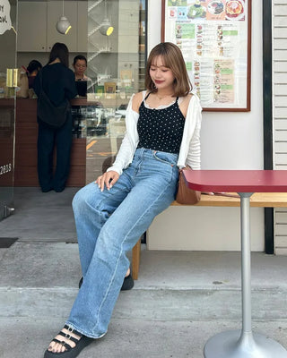 Cup-attached polka dot camisole