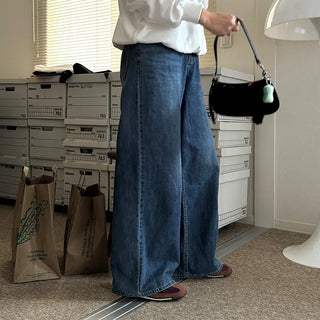 Wide denim pants