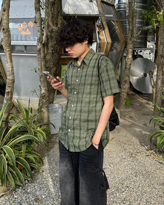 (Unisex) Tartan Check Half Shirt