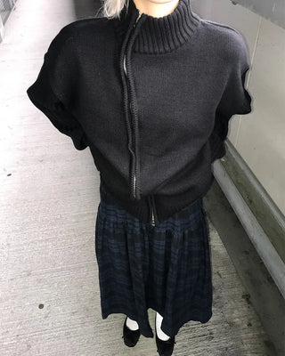 Check pattern cotton long skirt