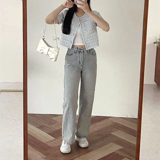 Tweed short-sleeved jacket