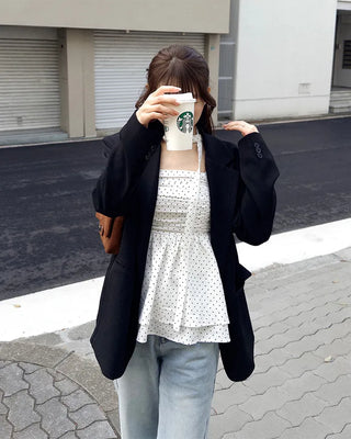 Scarf set with polka dot design sleeveless top