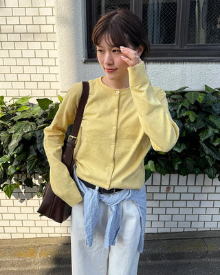 Short crew neck cardigan