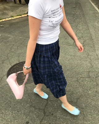 Checked vintage long skirt