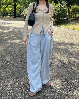 Side-tuck wide sweatpants