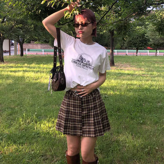 Printed cropped short-sleeved T-shirt