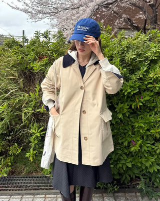 Loose-fit half trench coat