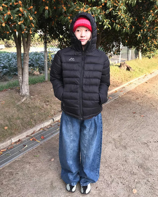 Side-tuck washed denim pants