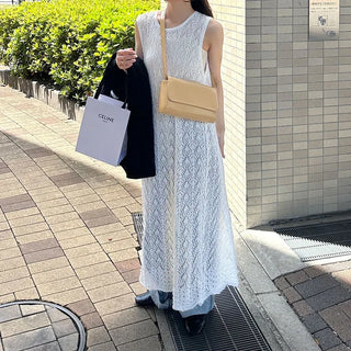 Perforated Long Knit Dress