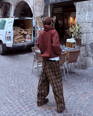 Big check wide pants