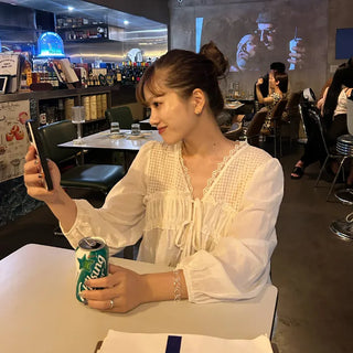 Lace long-sleeved blouse