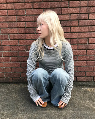 Round neck striped T-shirt