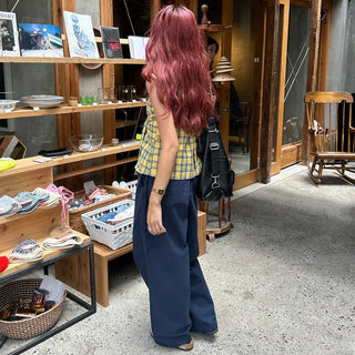 Checked Ribbon Shirt Tube Top