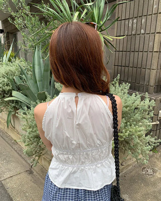 Shirred halter neck blouse