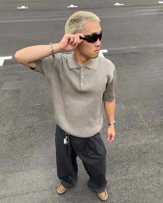 Linen color short-sleeved knit