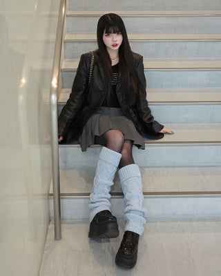 Cable knit leg warmers