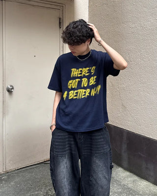 (Unisex) Marker Lettering Knit Half T-Shirt