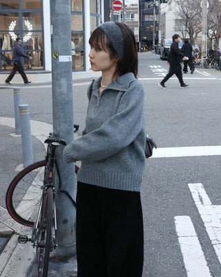 Crop Half Knit Zip