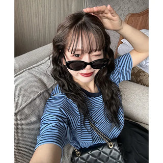 Striped short-sleeved T-shirt