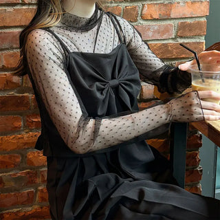 Dot pattern sheer T-shirt