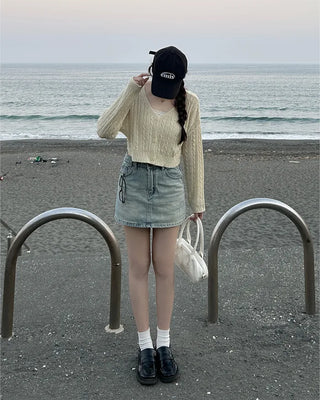 Cable Cropped Cardigan