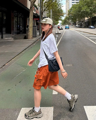 String cargo shorts