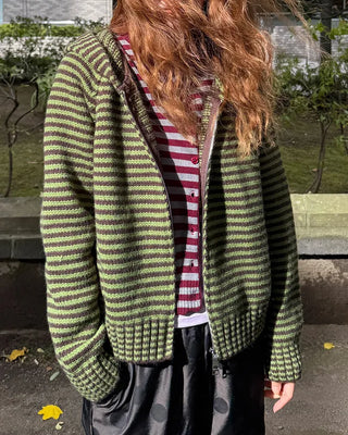 Striped knit zip-up