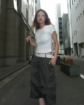 Tucked cargo Bermuda cotton pants