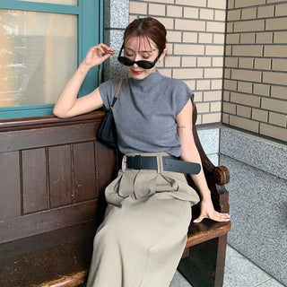 Half-neck short-sleeve knit