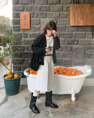 Round collar string blouse